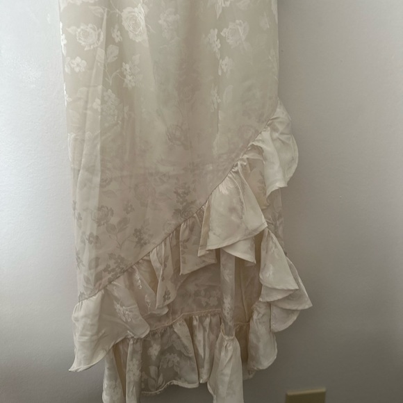 Lulu's Modern Passion Ivory Floral Satin Jacquard Ruffled Midi Dress - Picture 7 of 10